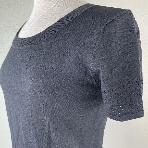 NWT Alfani Black Short Sleeve Blouse Top Size M - Picture 4 of 8